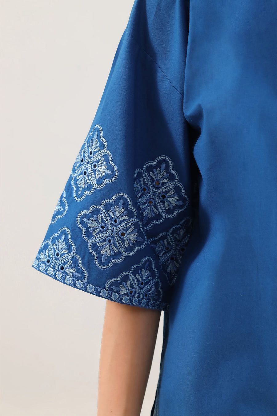 Solid Embroidered Poplin Stitched 2 piece (Shirt/Trouser)