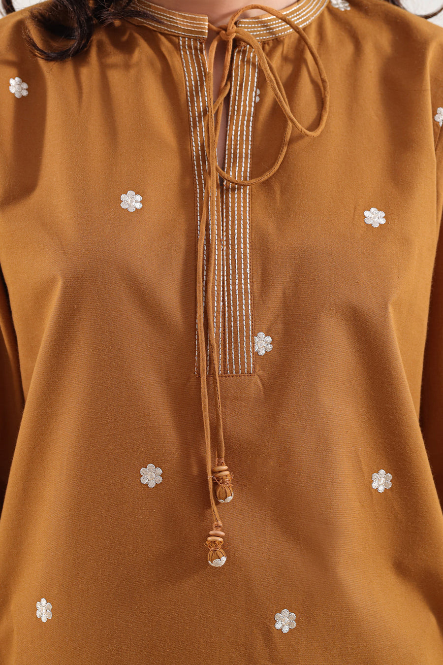 Solid Embroidered Poplin Stitched 2 piece (Shirt/Trouser) - Pehnaawaa