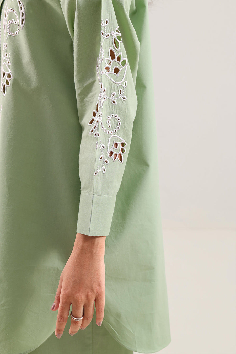 Solid Embroidered Poplin Stitched 2 piece (Shirt/Trouser) - Pehnaawaa
