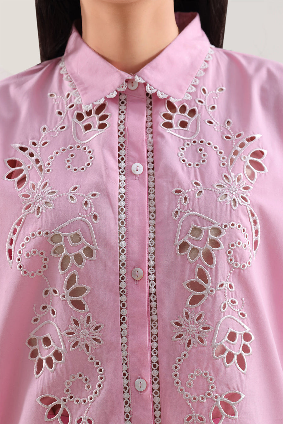 Solid Embroidered Poplin Stitched 2 piece (Shirt/Trouser) - Pehnaawaa