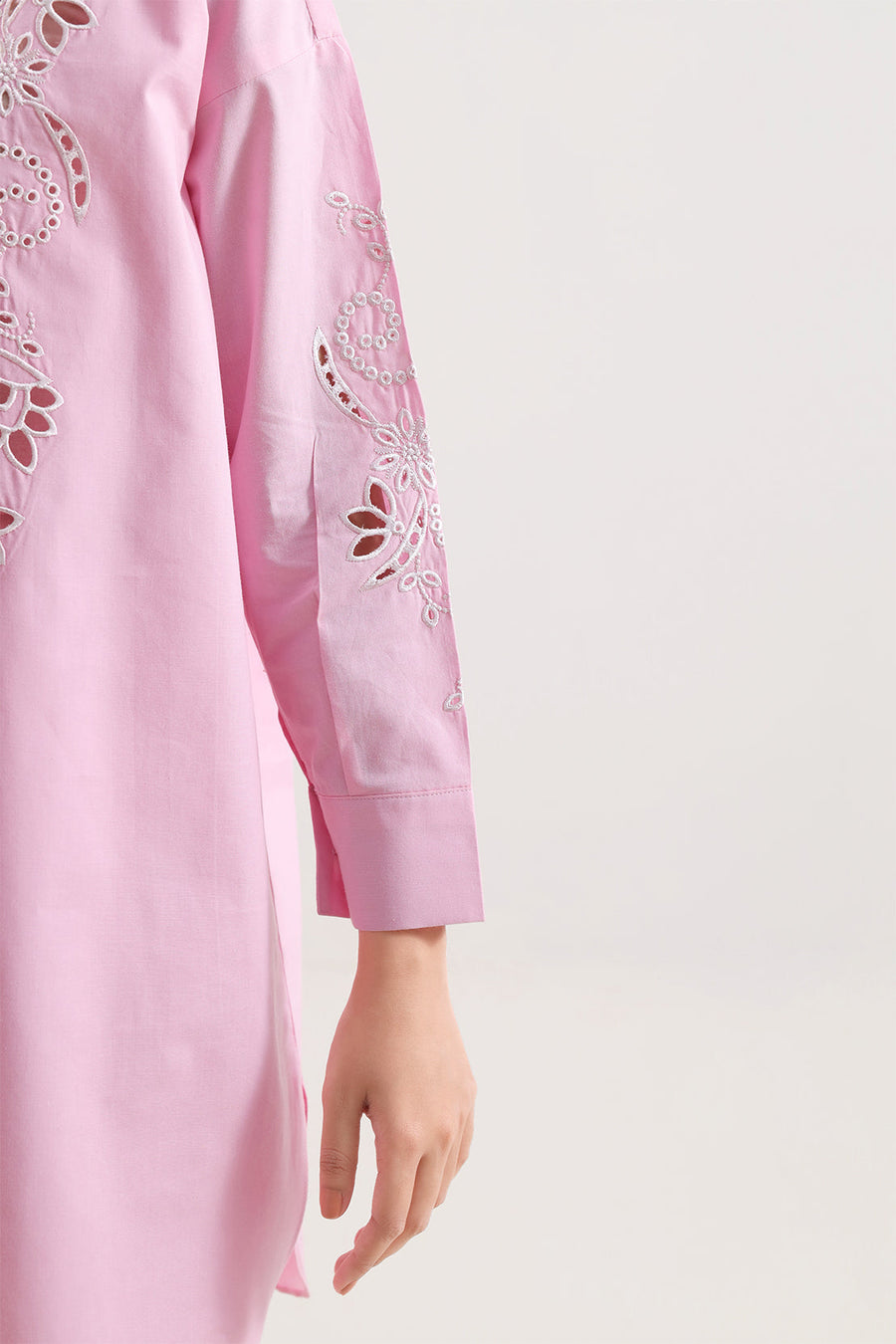 Solid Embroidered Poplin Stitched 2 piece (Shirt/Trouser) - Pehnaawaa