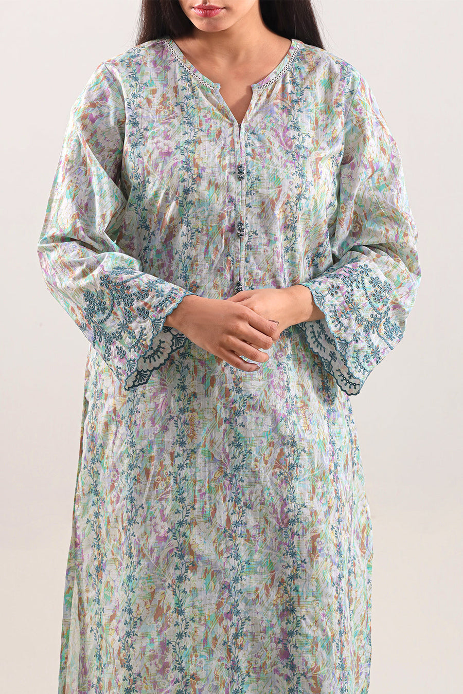 Printed Self Strip Embroidered | Stitched 8808 138808 - Pehnaawaa