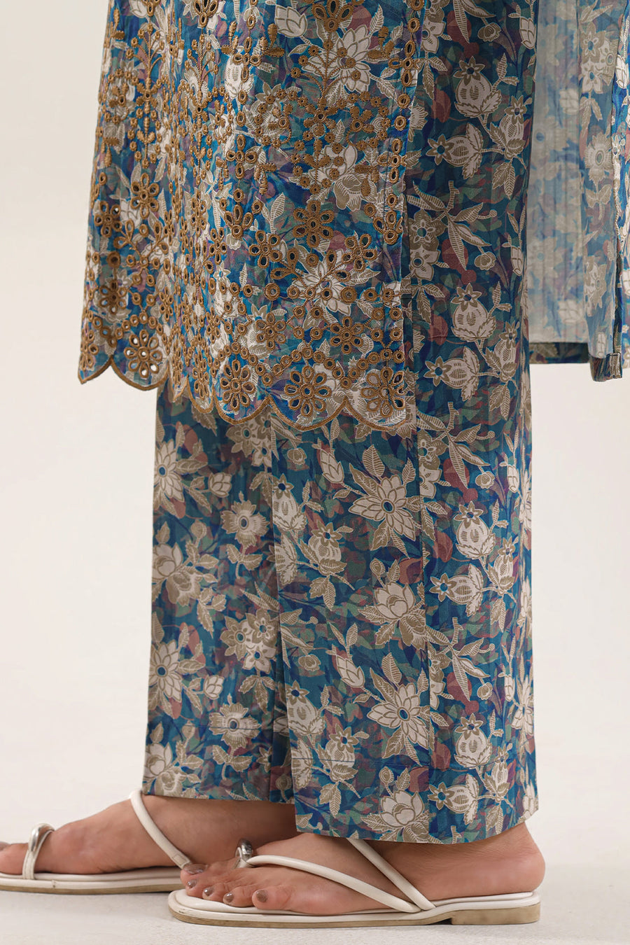 Printed Embroidered Self Strip Lawn Stitched 2 Piece (Shirt/Trouser) - Pehnaawaa
