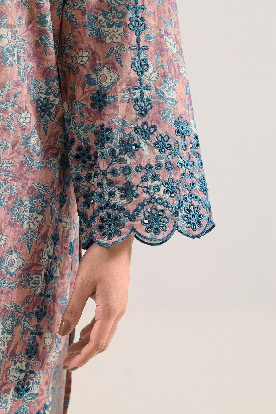 Printed Embroidered Self Strip Lawn Stitched 2 Piece (Shirt/Trouser) - Pehnaawaa