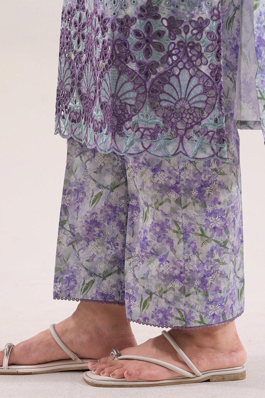 Printed Embroidered Self Strip Lawn Stitched 2 Piece (Shirt/Trouser) - Pehnaawaa