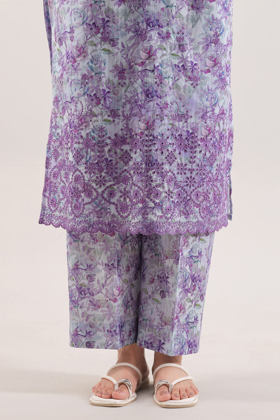 Printed Embroidered Self Strip Lawn Stitched 2 Piece (Shirt/Trouser) - Pehnaawaa