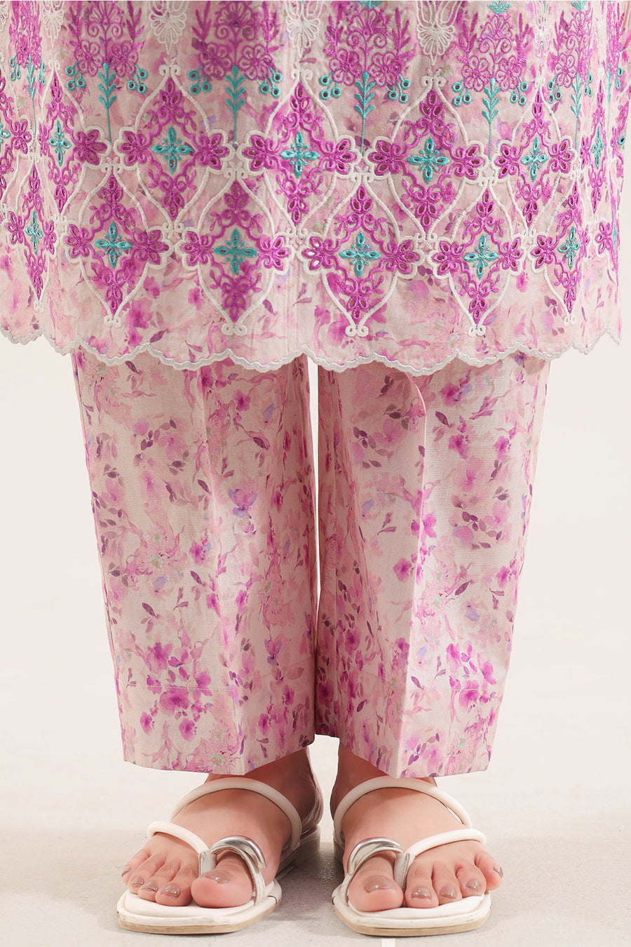 Printed Embroidered Self Strip Lawn Stitched 2 Piece (Shirt/Trouser) - Pehnaawaa