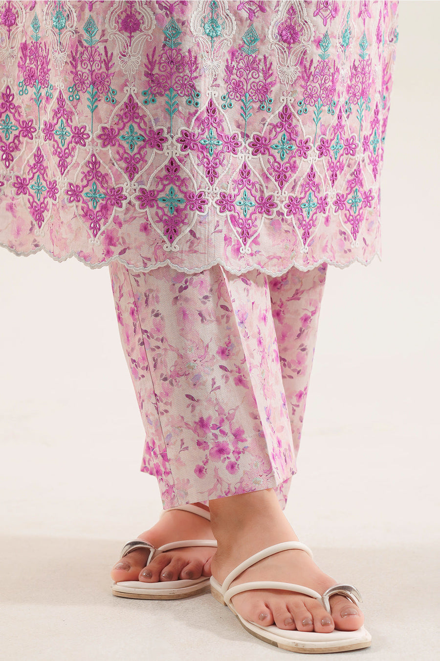 Printed Embroidered Self Strip Lawn Stitched 2 Piece (Shirt/Trouser) - Pehnaawaa