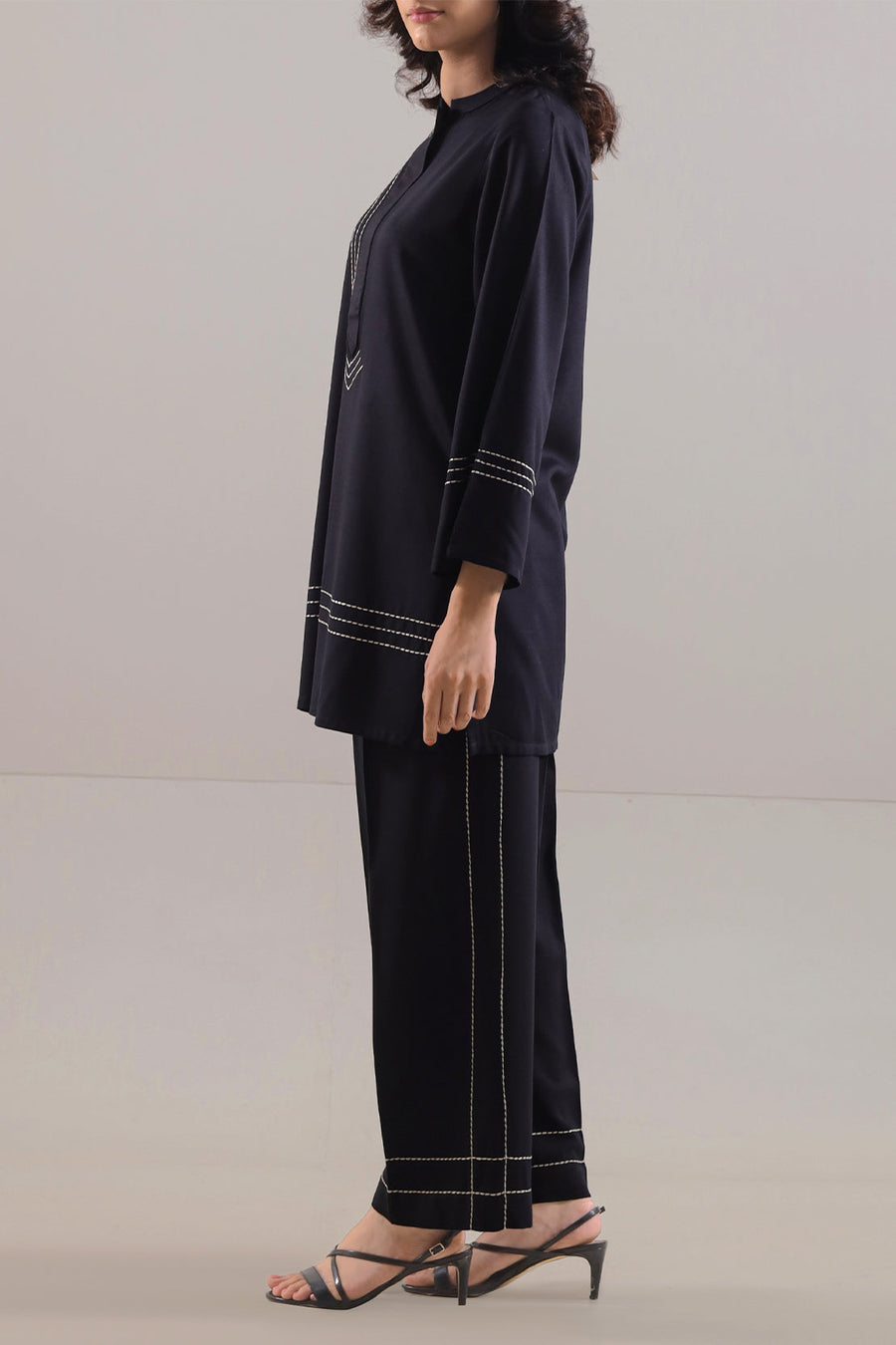 Solid Embroidered Acrylic Stitched 2 Piece (Shirt/Trouser) - Pehnaawaa