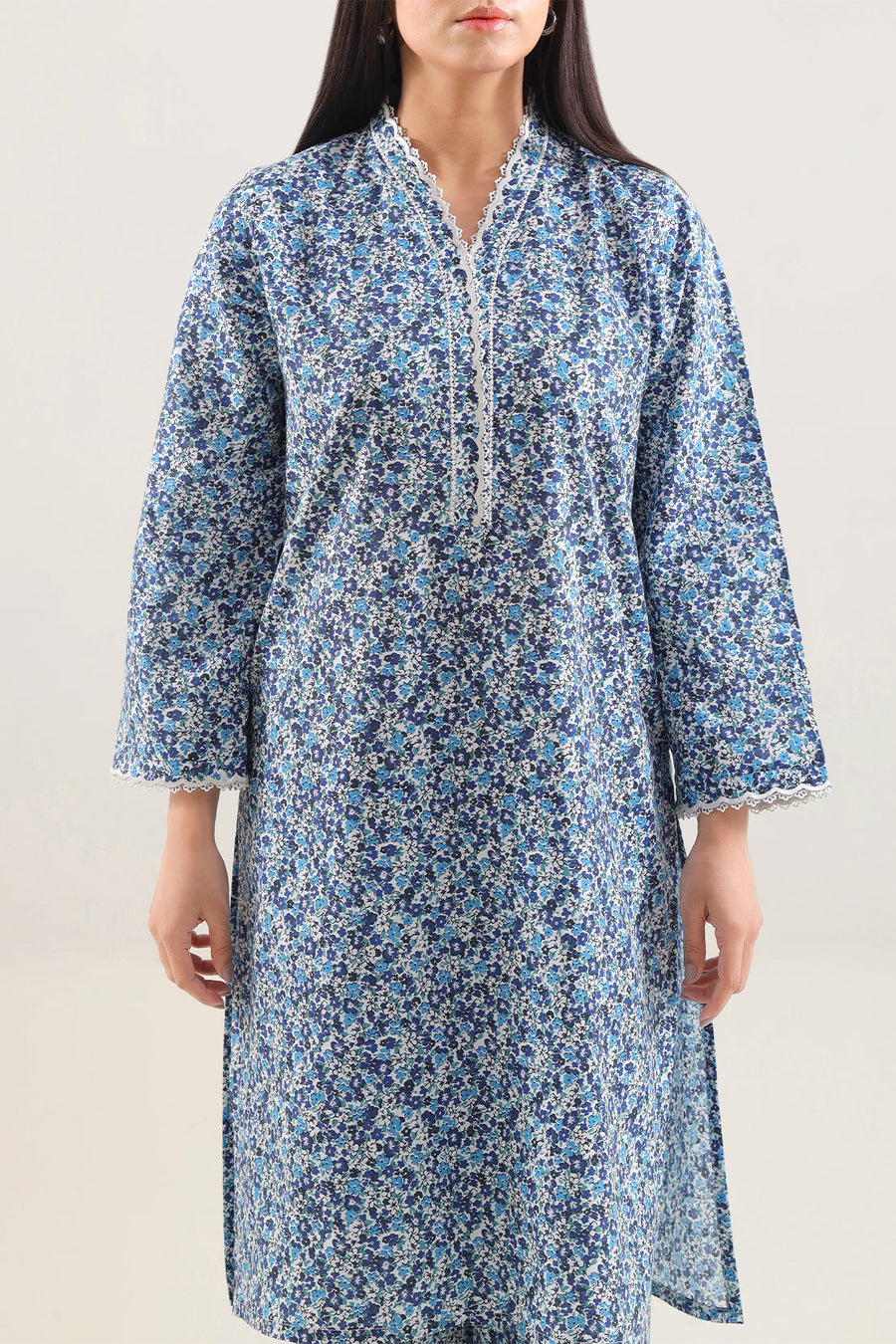 Printed Embroidered Strip Lawn Stitched 2 Piece (Shirt/Trouser)