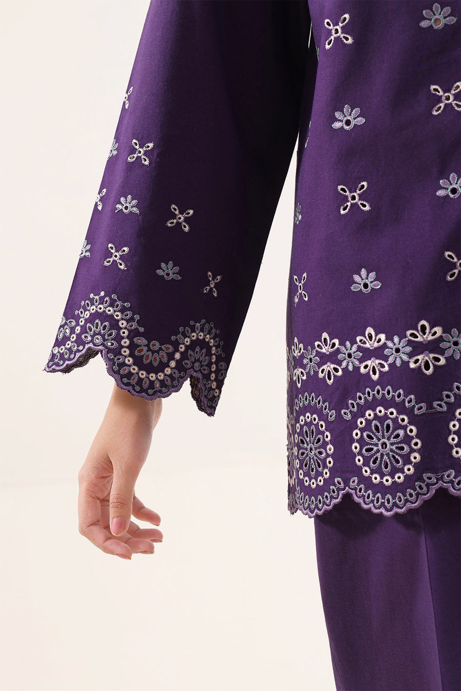 Solid Embroidered Poplin Stitched 2 piece (Shirt/Trouser)