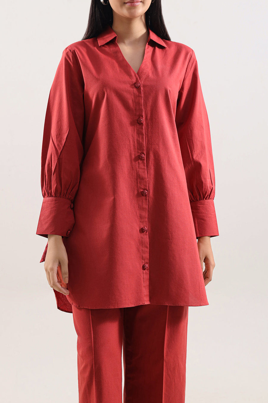 Solid Embroidered Poplin Stitched 2 piece (Shirt/Trouser) - Pehnaawaa