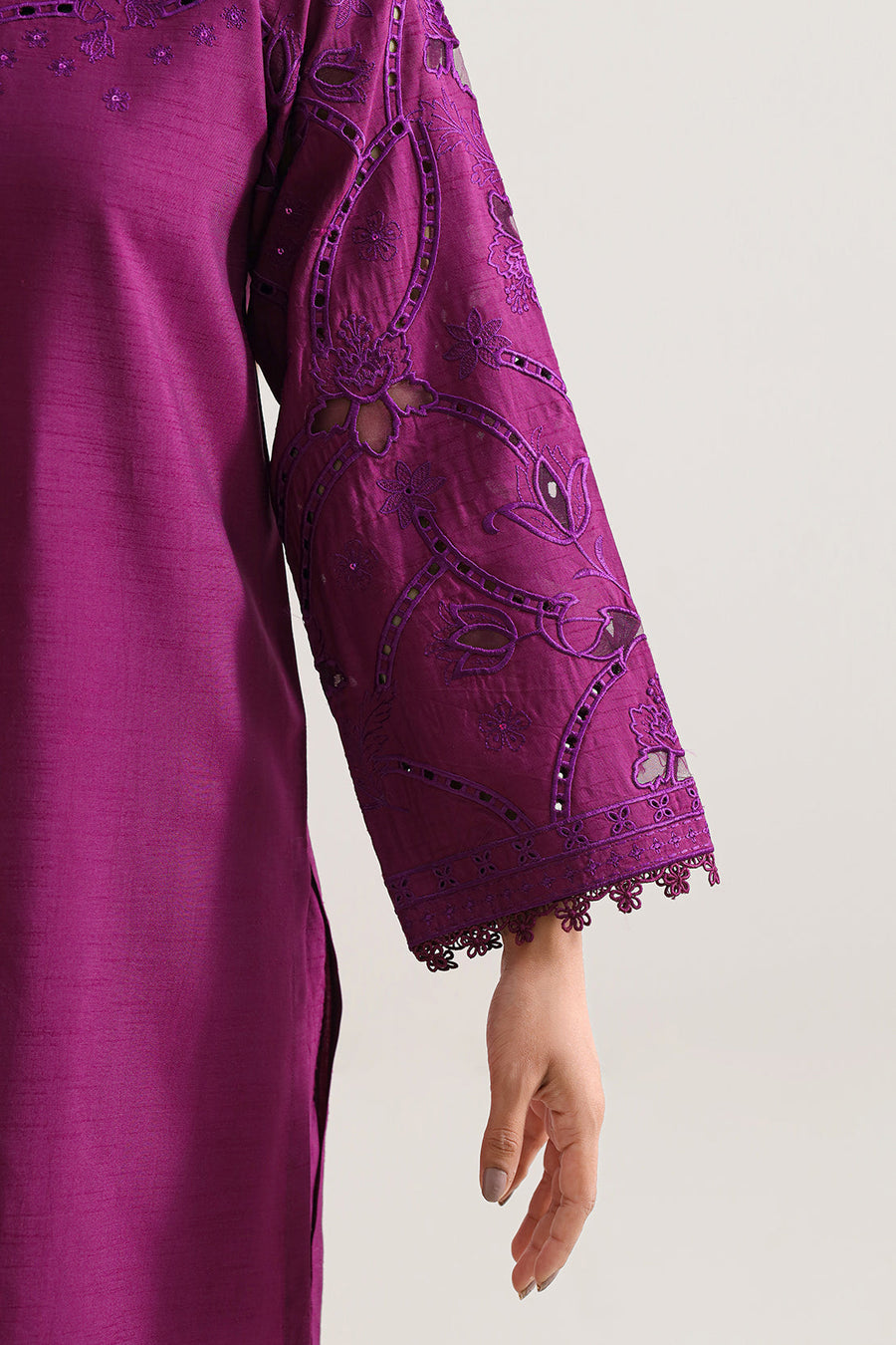 Solid Embroidered Korean Silk Stitched 2 Piece (Shirt/Trouser) - Pehnaawaa