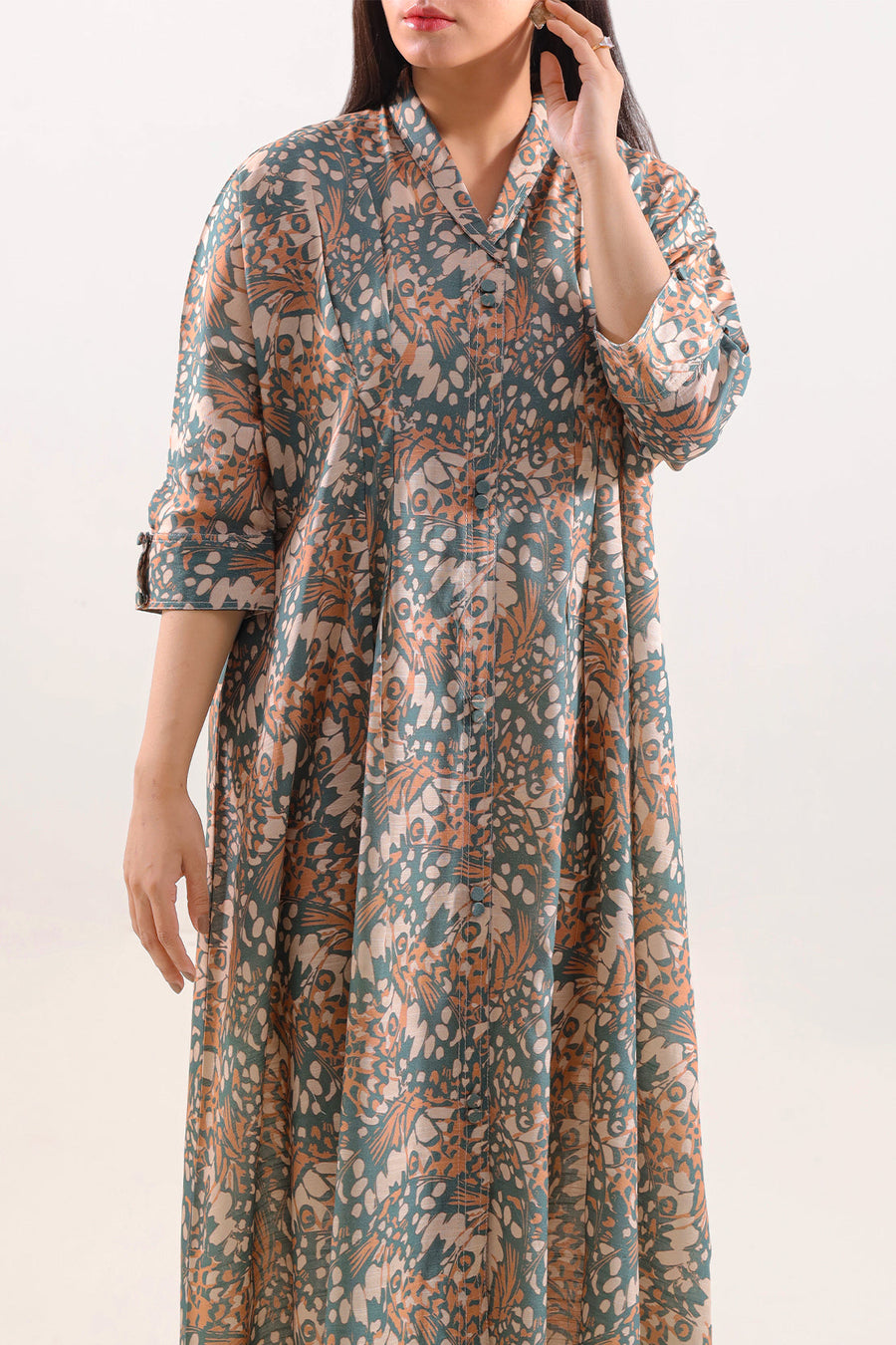 Printed Khaddar Stitched Dress