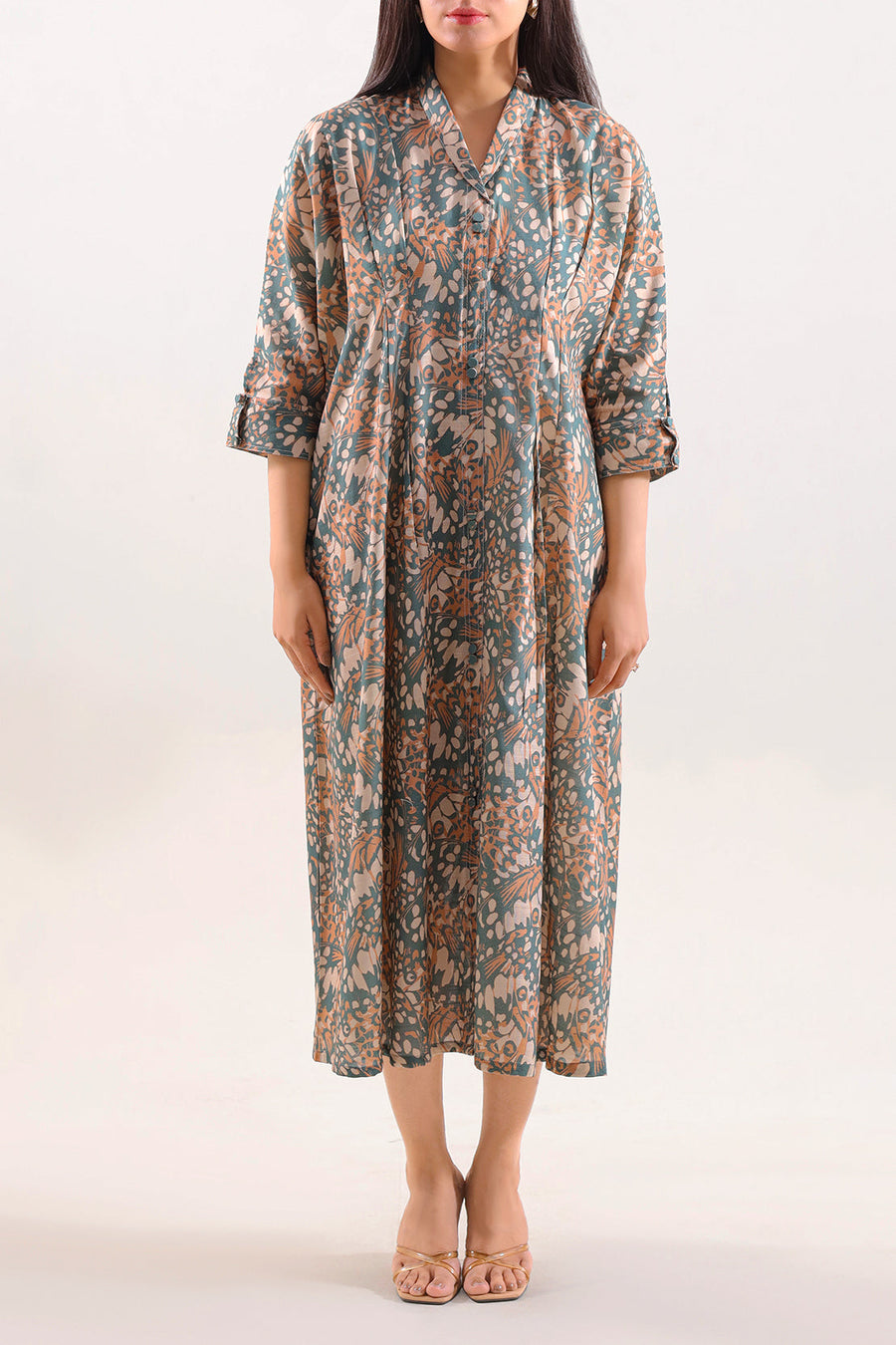 Printed Khaddar Stitched Dress