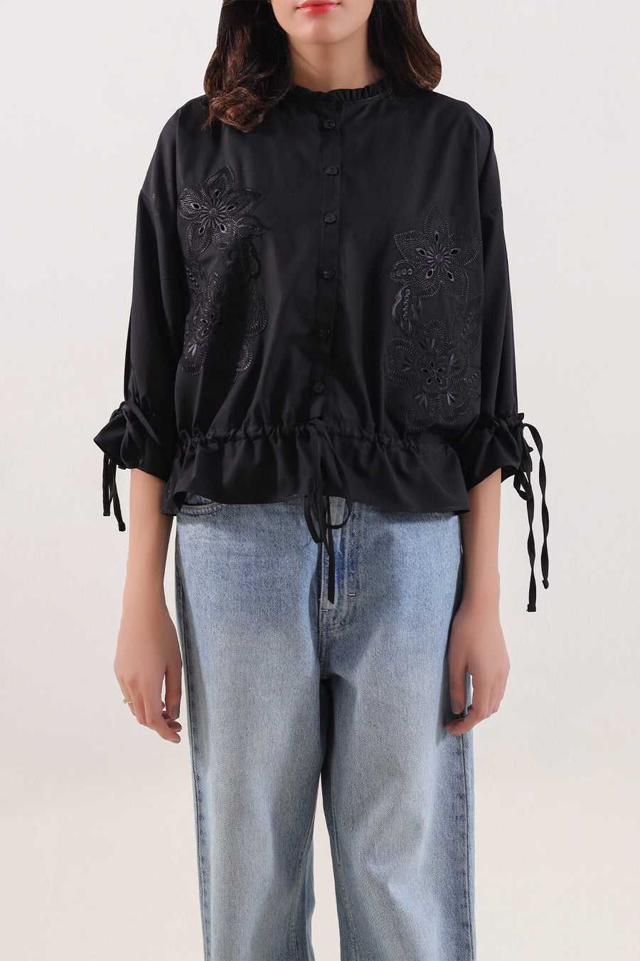 Blended Solid Embroidered Stitched Shirt - Pehnaawaa