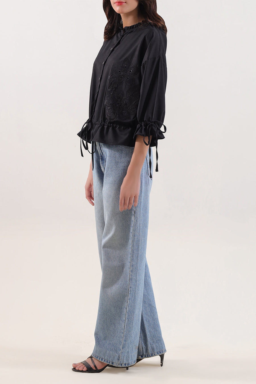 Blended Solid Embroidered Stitched Shirt - Pehnaawaa