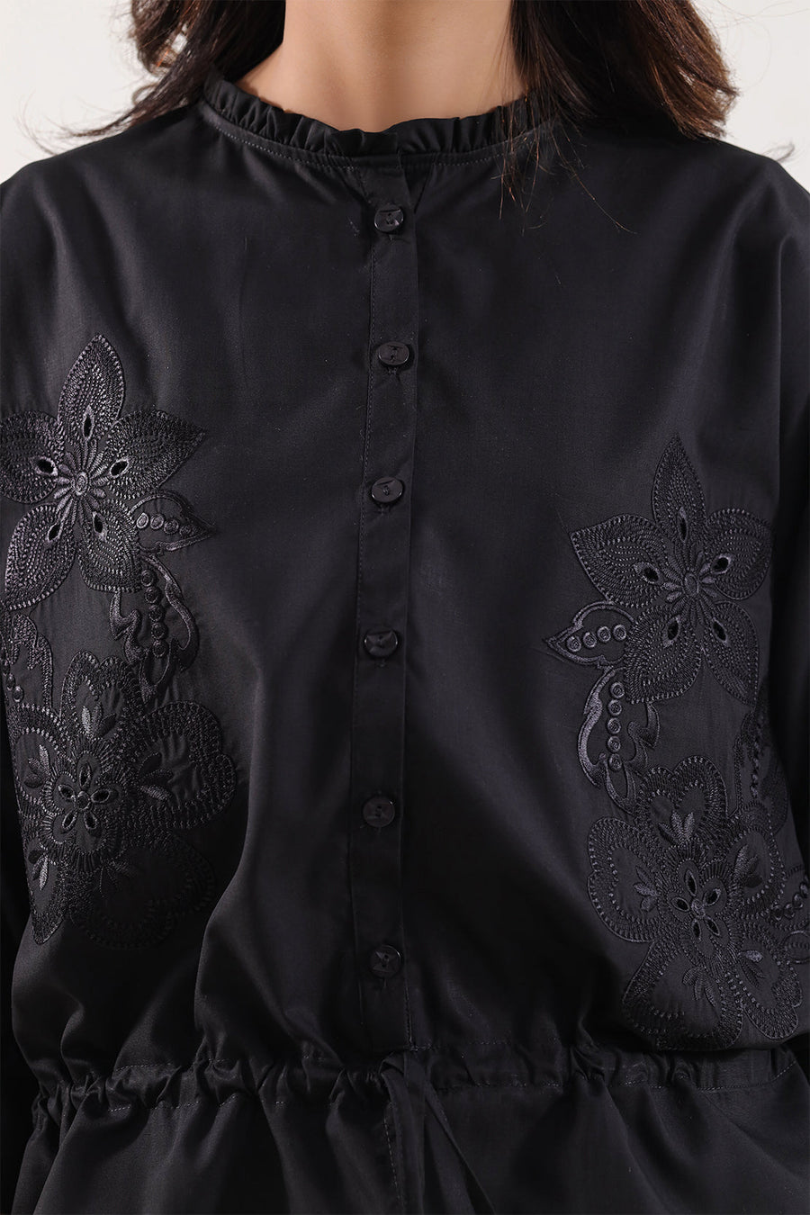 Blended Solid Embroidered Stitched Shirt - Pehnaawaa