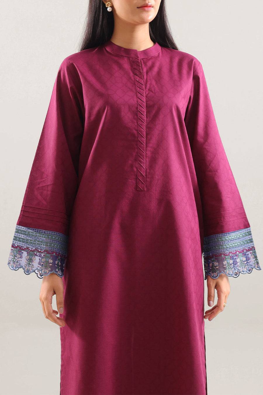 Embroidered Cotton Jacquard Stitched 2 Piece (Shirt/Trouser) - Pehnaawaa