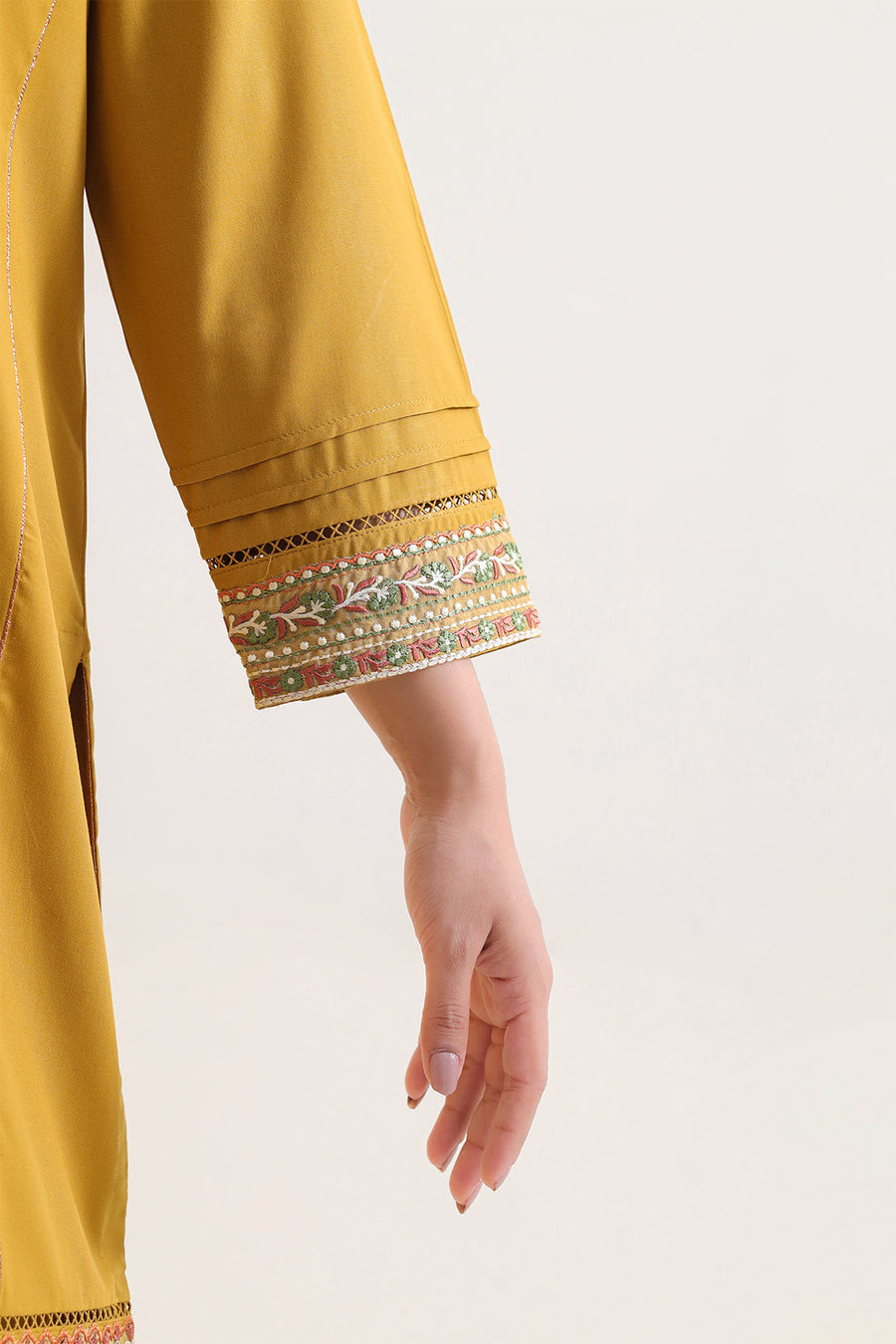Solid Embroidered Easy Care Fabric Stitched 2 Piece (Shirt/Trouser)