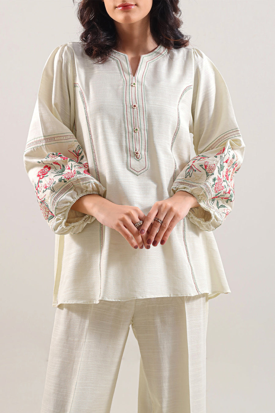Solid Embroidered Khaddar Stitched 2 Piece (Shirt/Trouser) - Pehnaawaa
