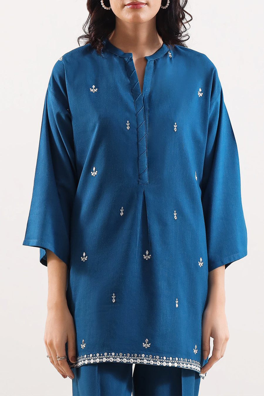 Solid Embroidered Khaddar Stitched 2 Piece (Shirt/Trouser) - Pehnaawaa