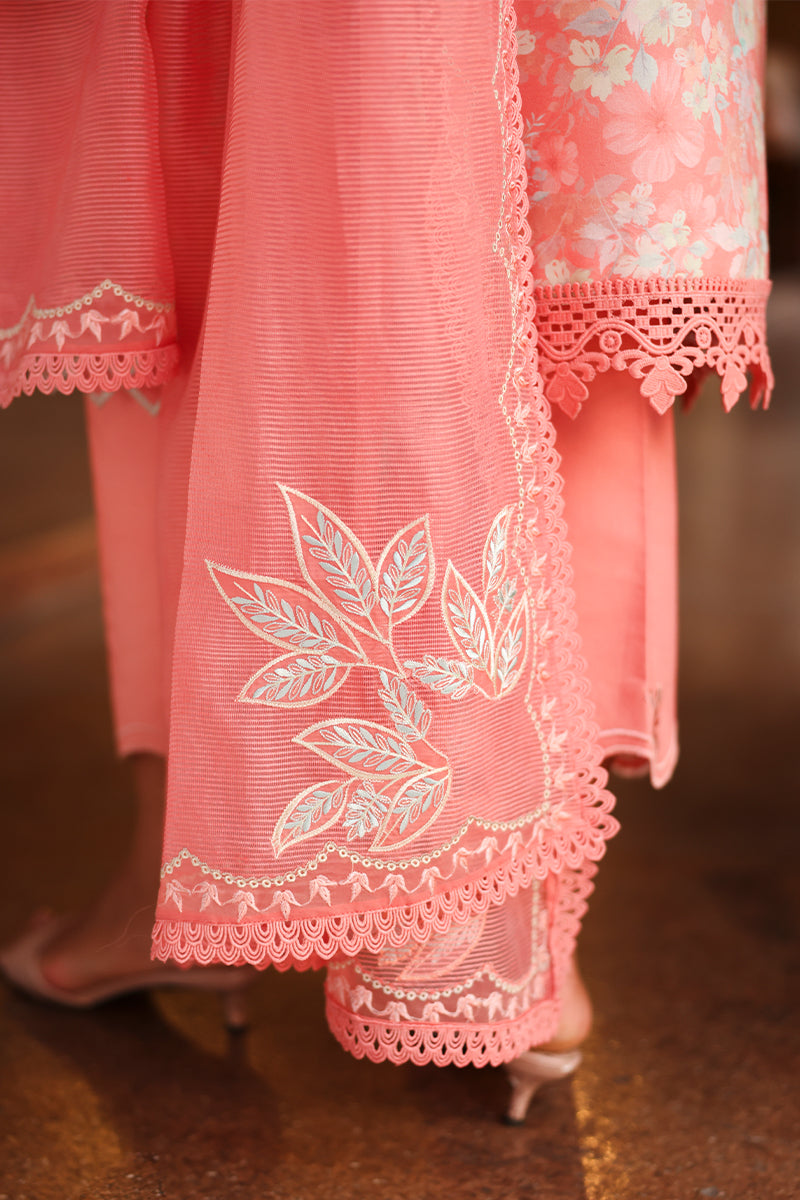 Safina Coral Printed Embroidered Lawn Suit with Embroidered Textured Dupatta