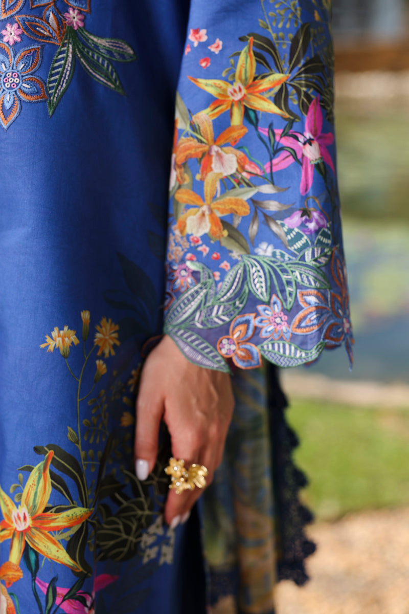 Symphonia Blue Printed Lawn Suit with Slub Dupatta