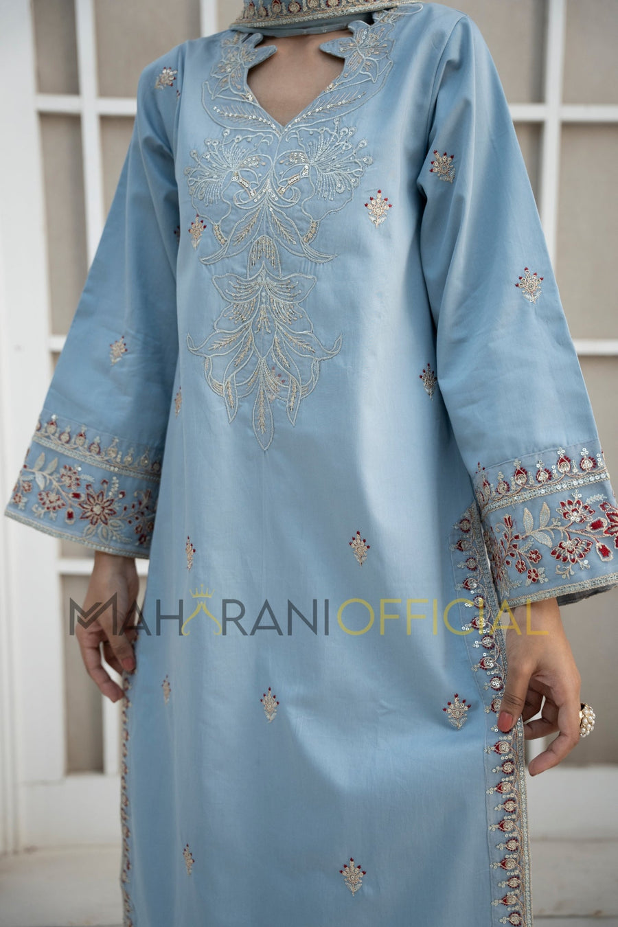 Blue Azure Petal 3 piece Embroidered Luxury Pret For Women