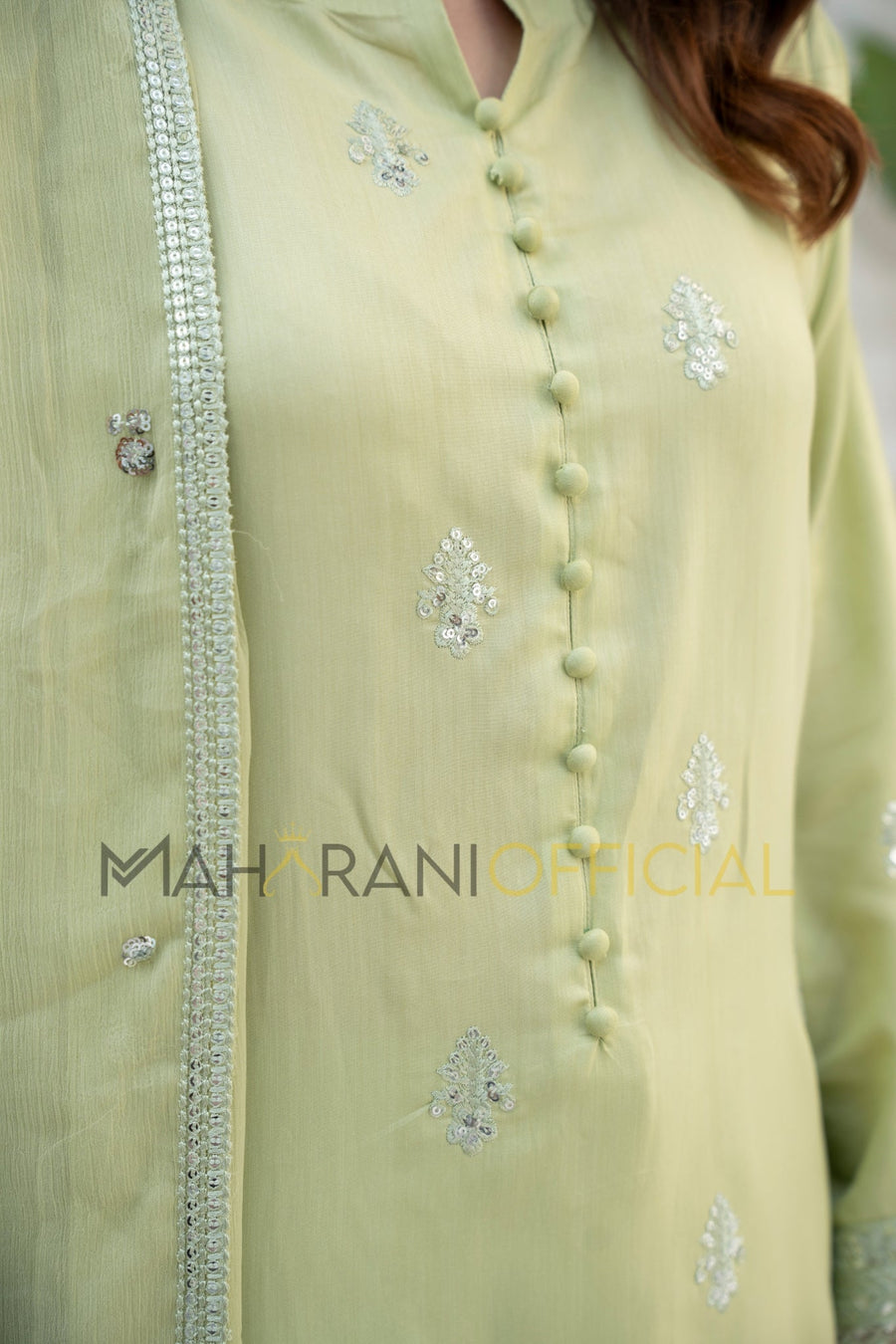 Noor e eid Pista 3 piece Embroidered Stitched suit