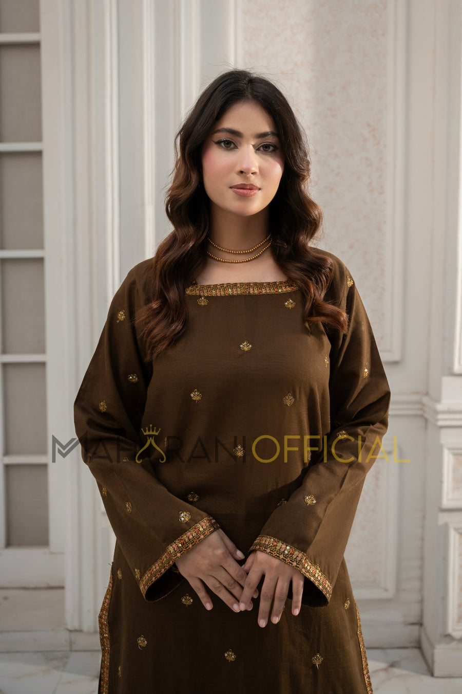 Tobacco Elegance 2 piece Khaddar Embroidered Stitched suit
