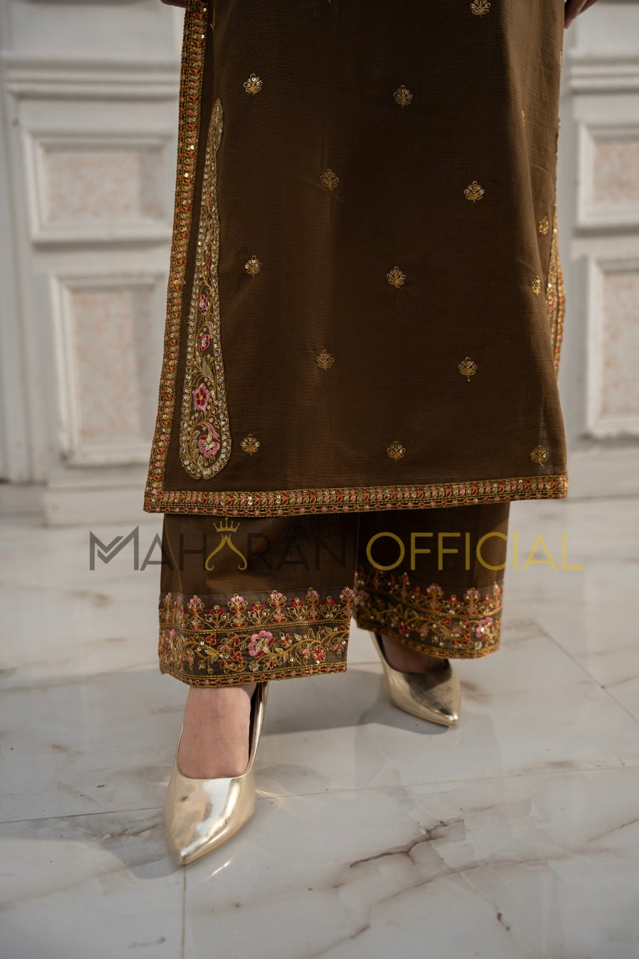 Tobacco Elegance 2 piece Khaddar Embroidered Stitched suit
