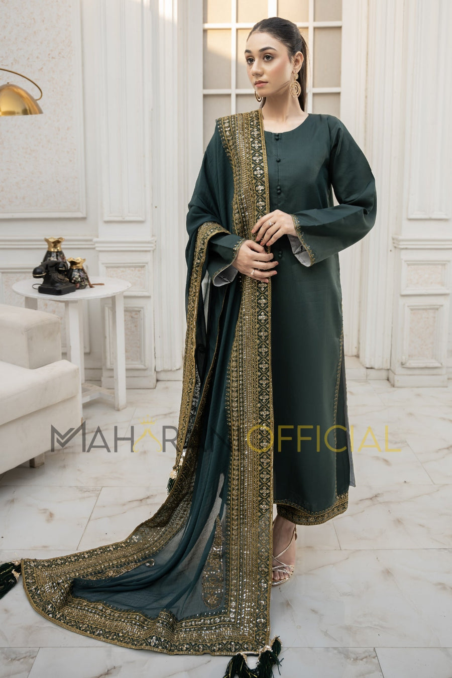 Green Mystique 3 piece Embroidered Luxury Pret For Women