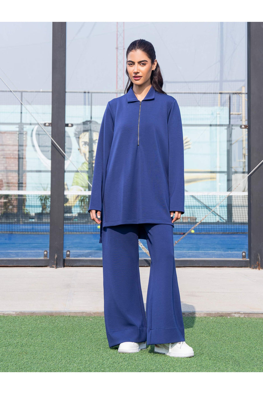 Midnight Navy Jersey 2-Piece Co-ord Set | Zip Collar