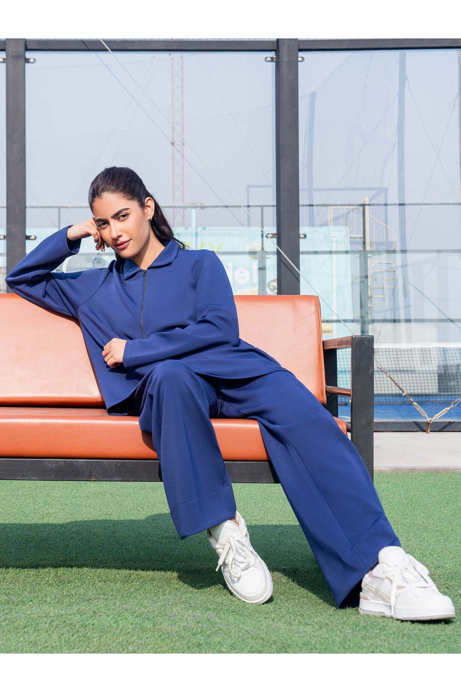 Midnight Navy Jersey 2-Piece Co-ord Set | Zip Collar