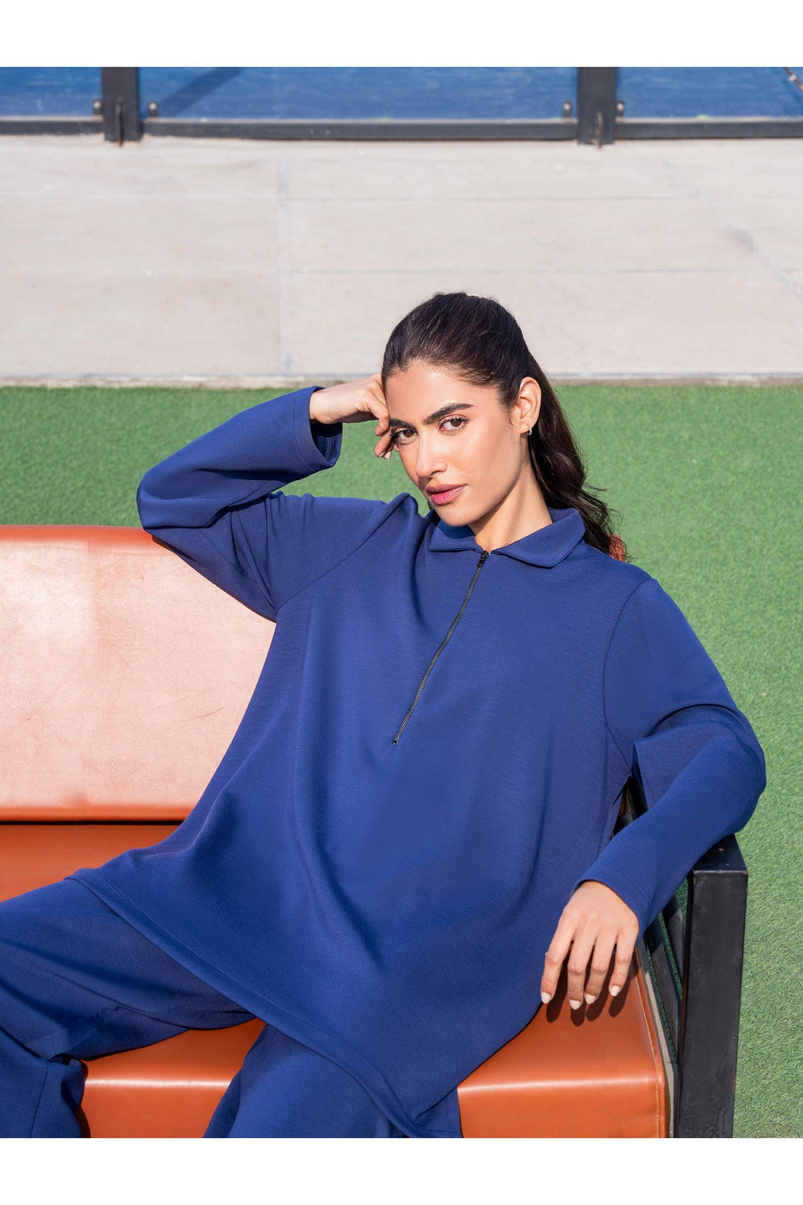 Midnight Navy Jersey 2-Piece Co-ord Set | Zip Collar