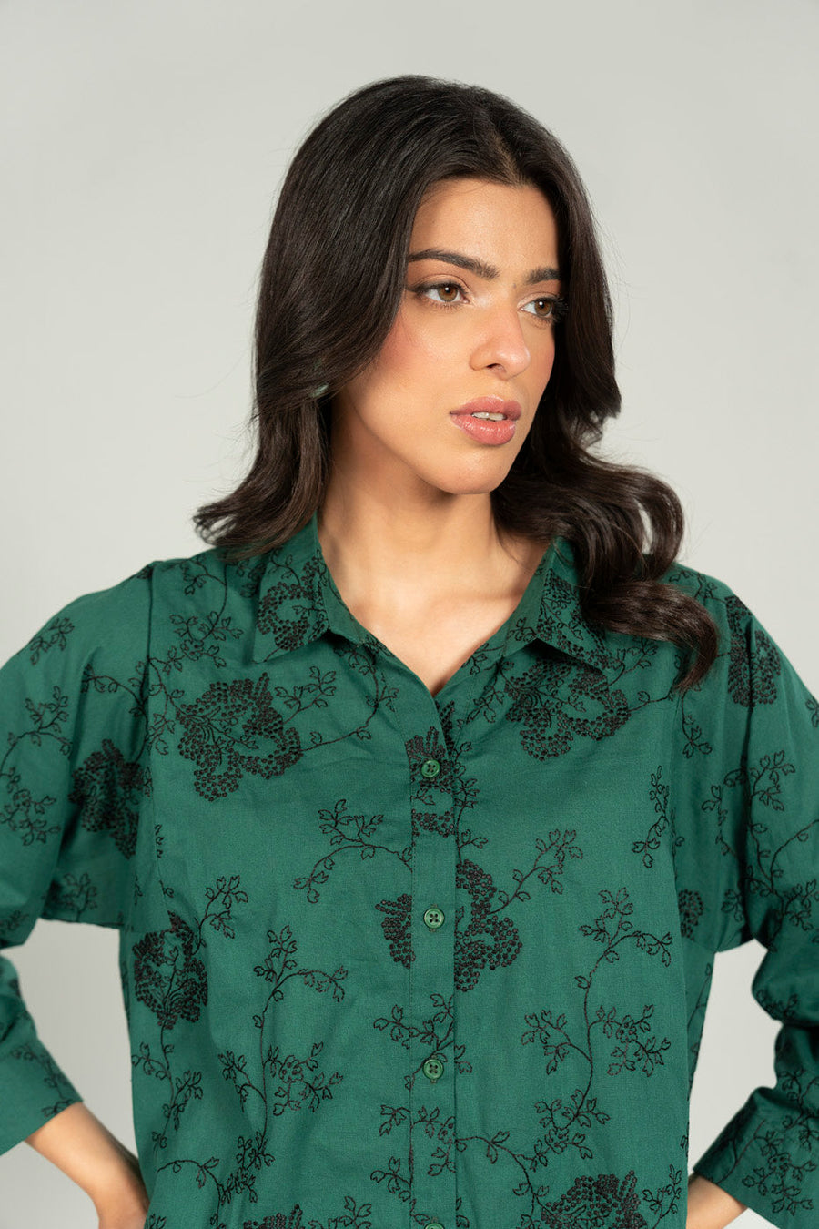 Emerald Irish Linen 2-Piece Culotte Set | Floral Print