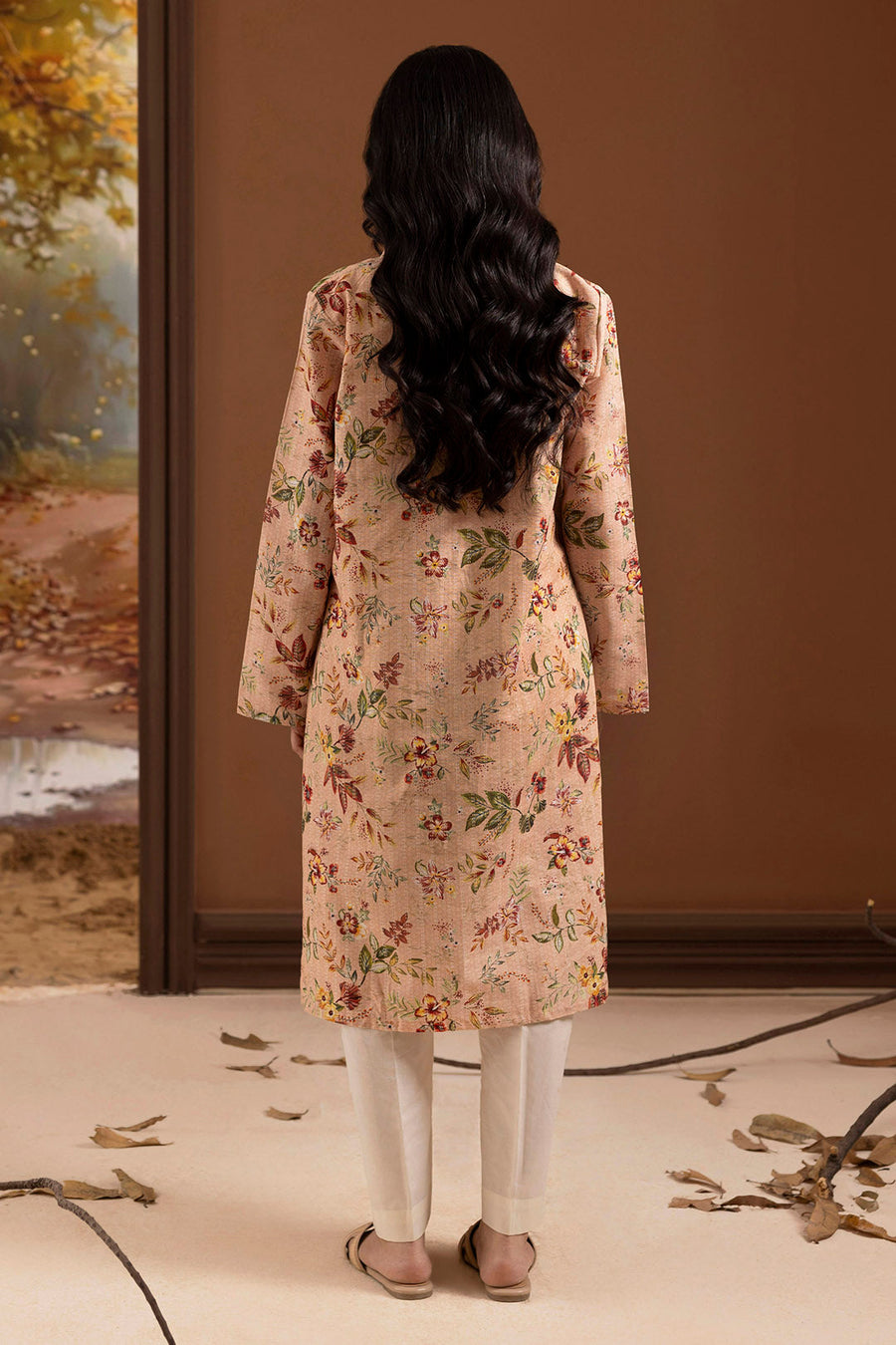 Tea Pink Linen 1-Piece Kurta | Floral Print