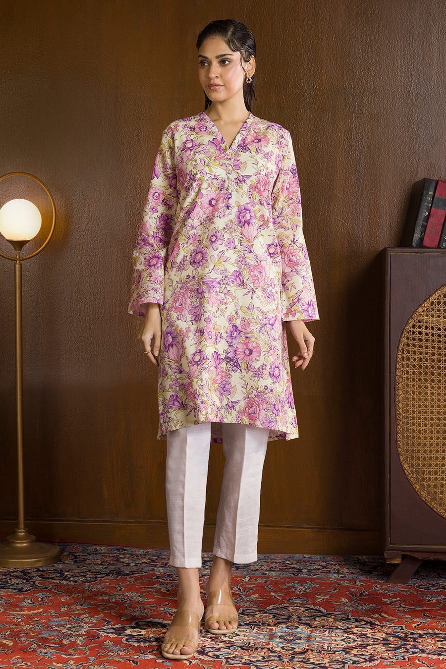 Plum Floral Lawn 2-Piece Salwar Kameez | Vibrant Garden Print