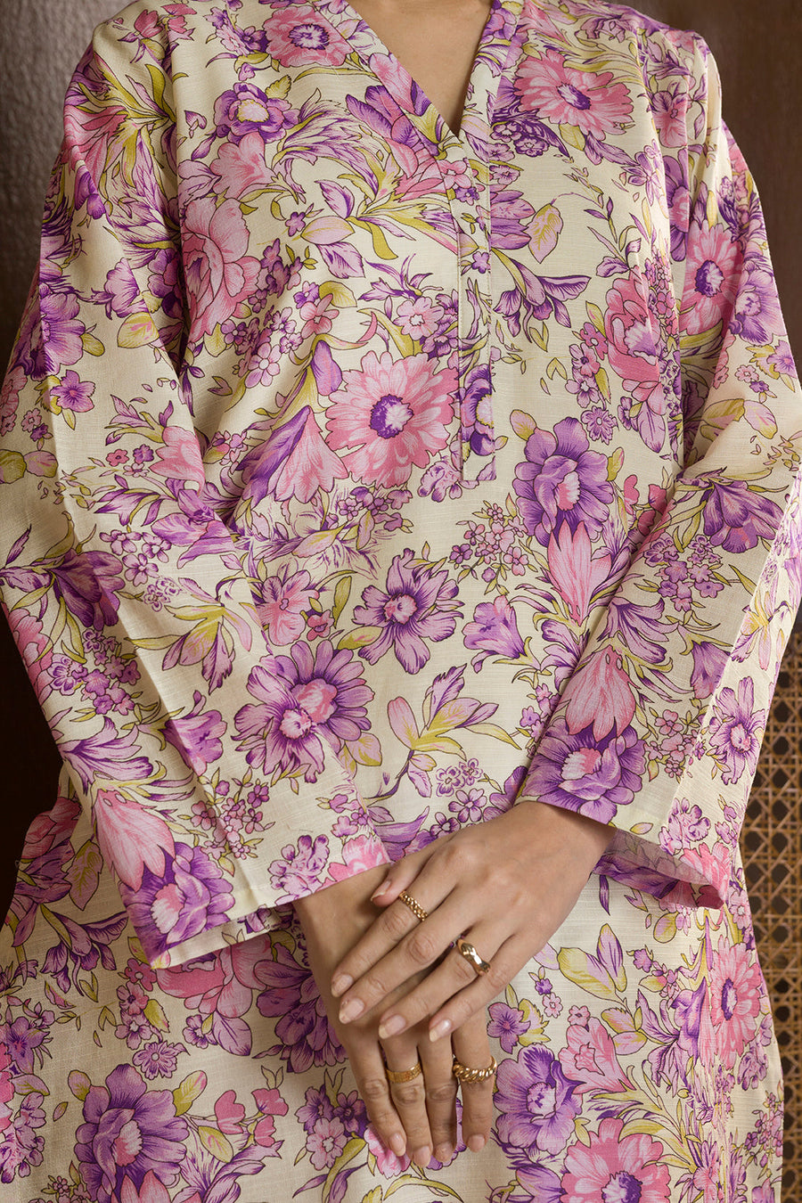 Plum Floral Lawn 2-Piece Salwar Kameez | Vibrant Garden Print