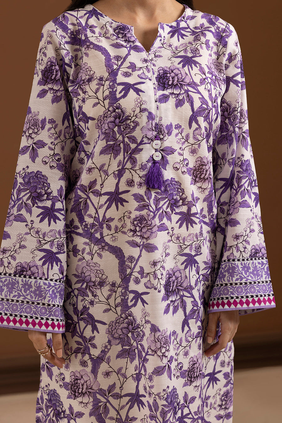Plum Lawn 3-Piece Kurta Set | Gota Patti Border