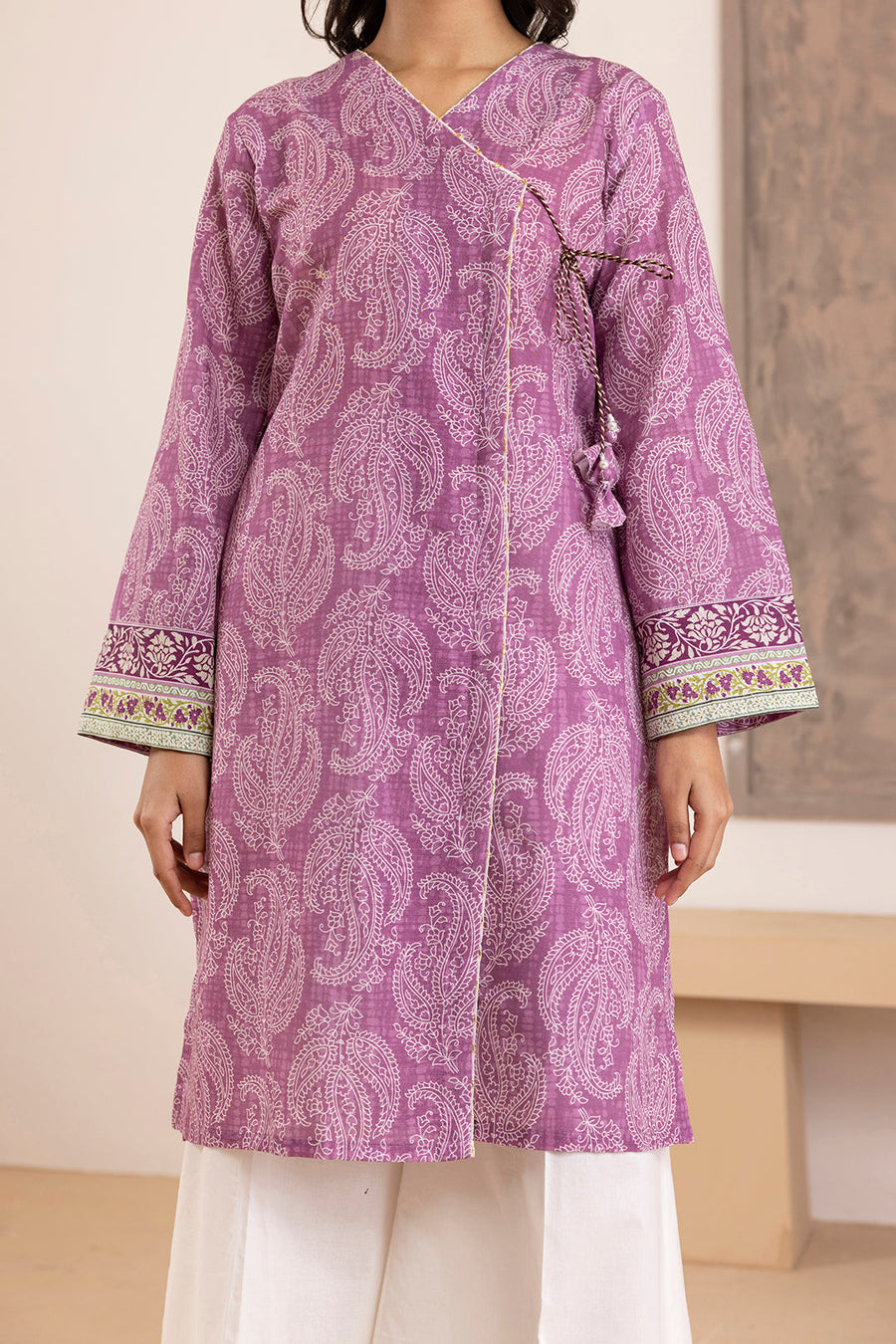 Pure Khaddar Handwoven Kurta In Mauve Tone - Pehnaawaa