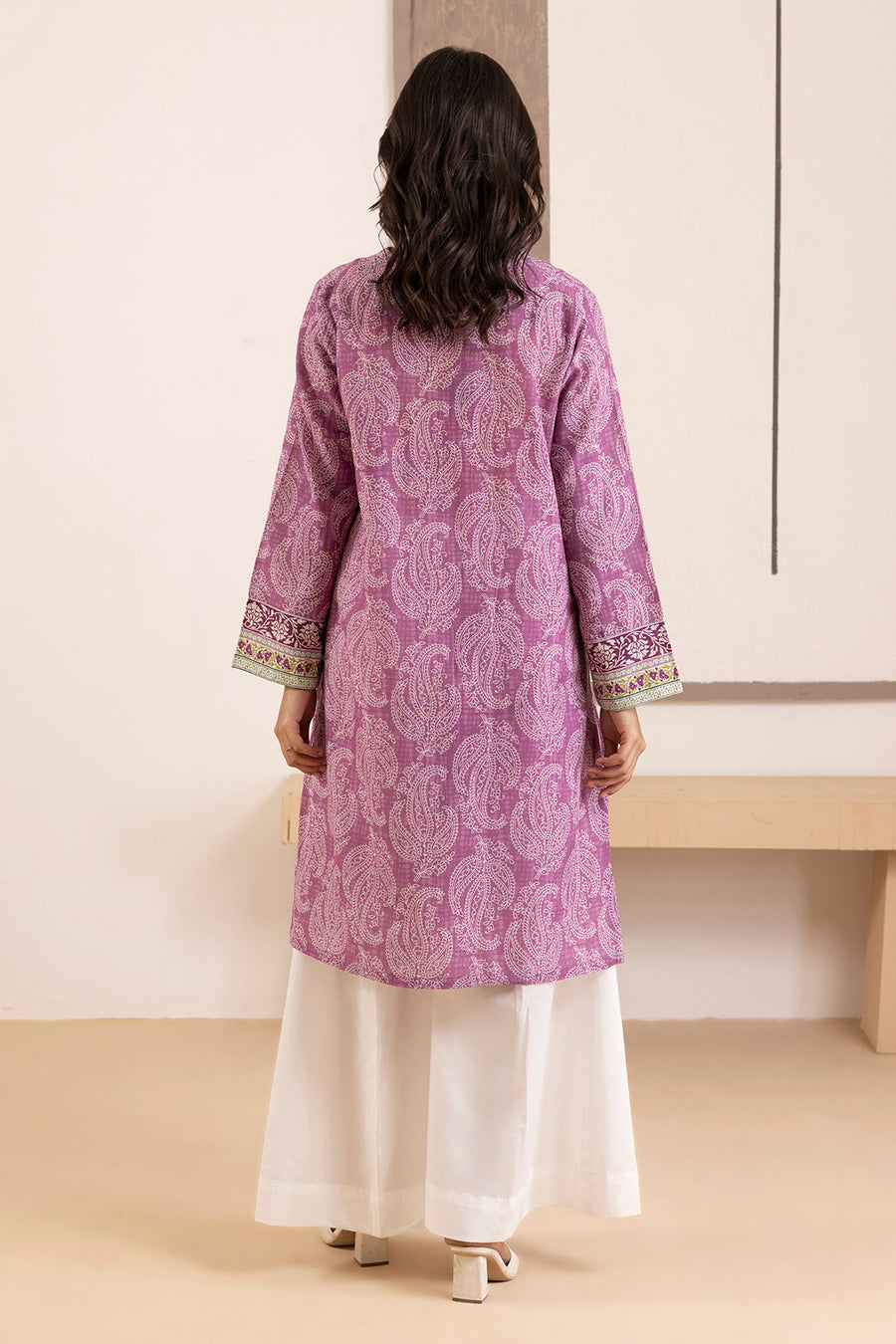 Pure Khaddar Handwoven Kurta In Mauve Tone - Pehnaawaa