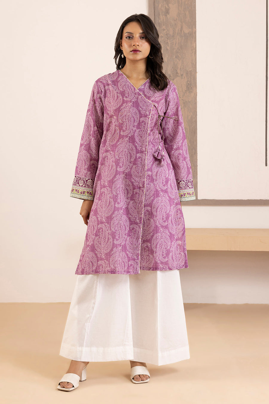 Pure Khaddar Handwoven Kurta In Mauve Tone - Pehnaawaa