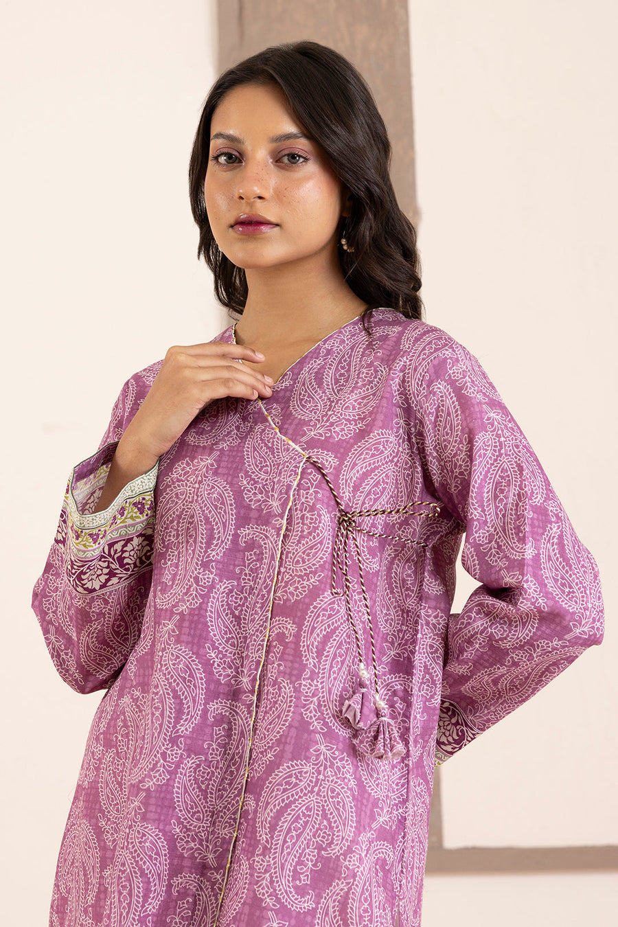 Pure Khaddar Handwoven Kurta In Mauve Tone - Pehnaawaa