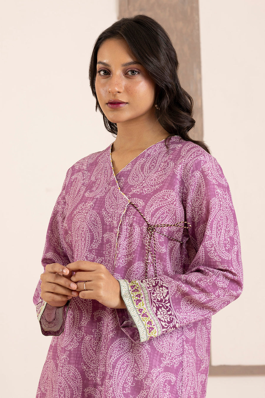 Pure Khaddar Handwoven Kurta In Mauve Tone - Pehnaawaa
