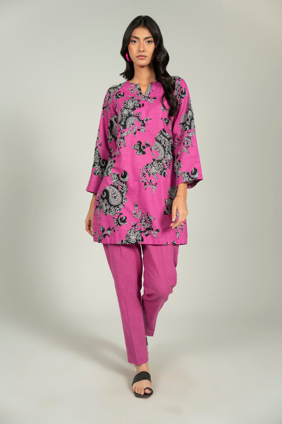 Khaddar Printed Shirt Elegant Classic Wardrobe - Pehnaawaa