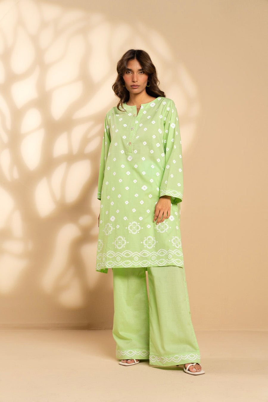 Sage Green Cambric 2-Piece Suit | Resham Floral Embroidery