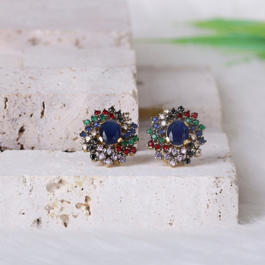 AD Zircons Studs Multi - Pehnaawaa