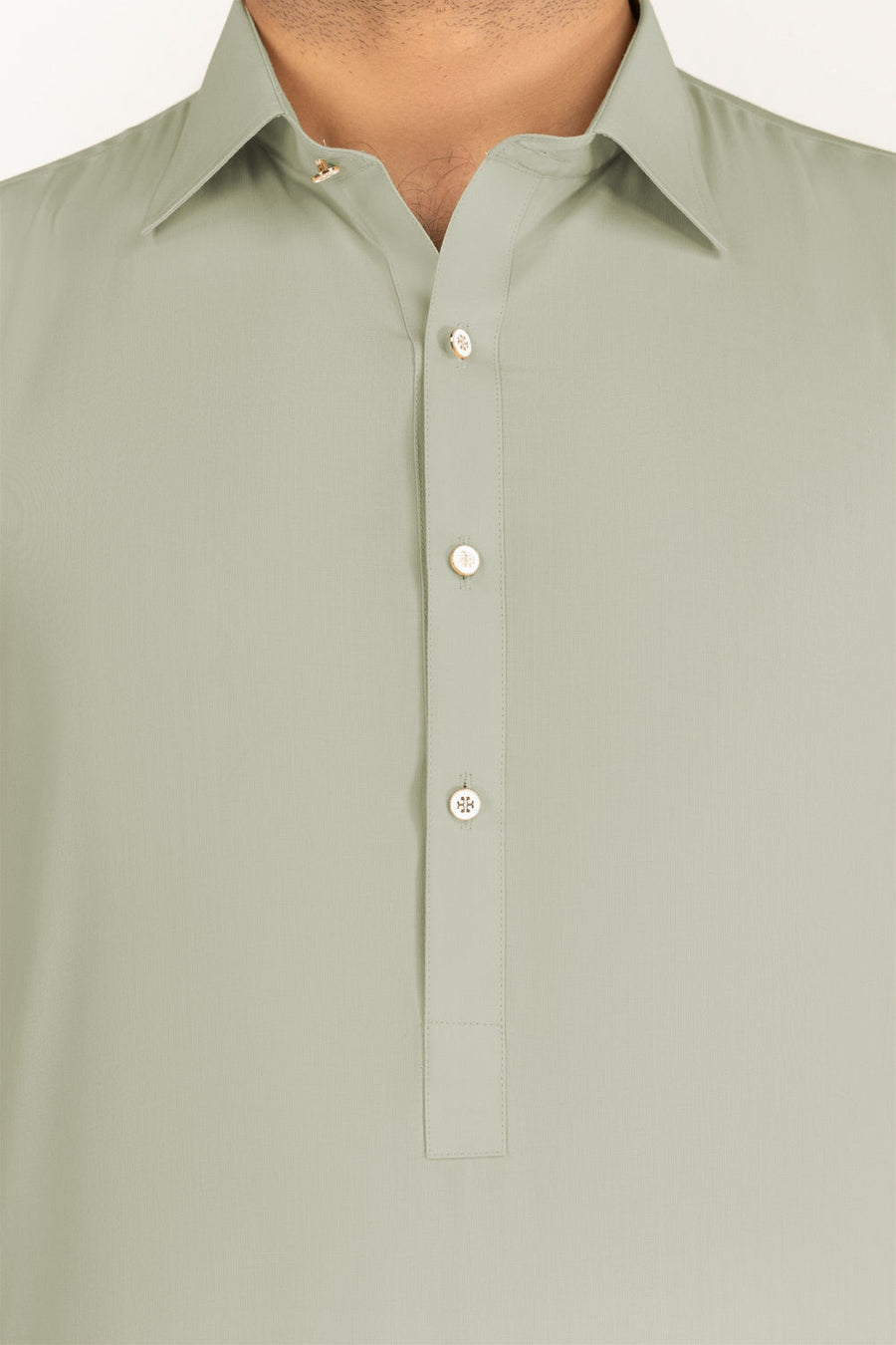 Off-White Cotton 2-Piece Kurta Set | Collar Placket